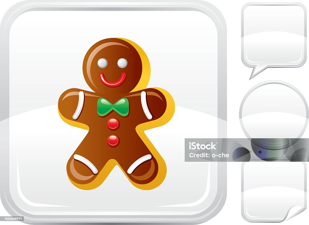 Homem de Gingerbread no ícone do botão de prata - Vetor de Chocolate royalty-free