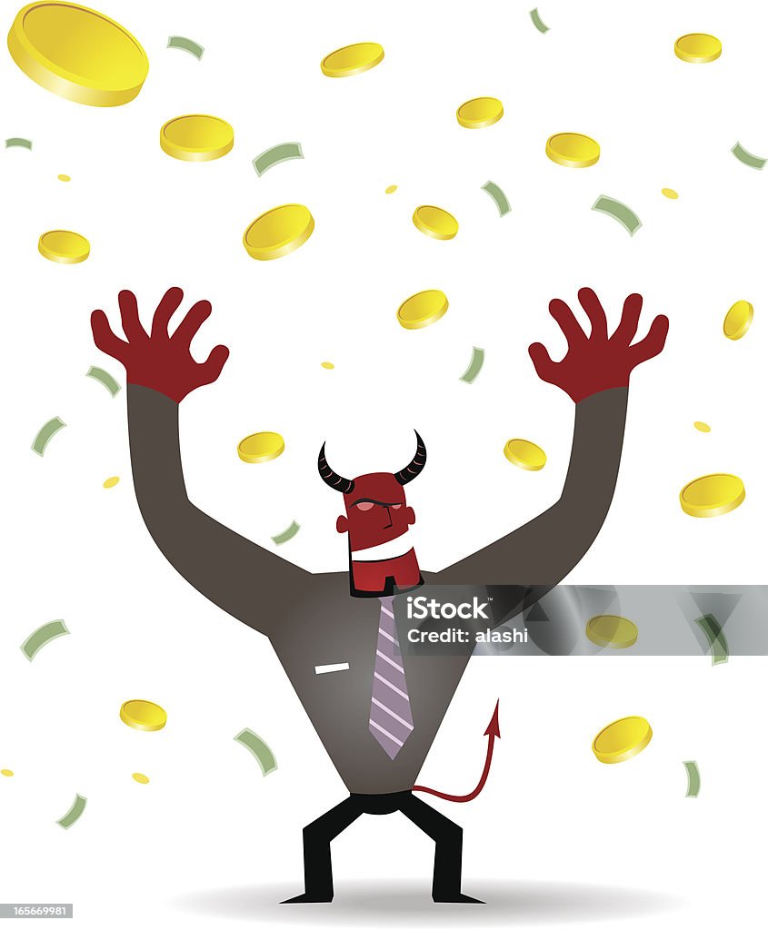 Business demon (Evil Businessman) and a lot of money Falling Vector illustration –Business demon (Evil Businessman) and a lot of money Falling. Currency stock vector
