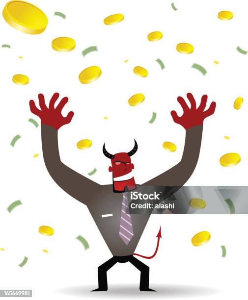 Business Demon And A Lot Of Money Falling Stock Illustration - Download Image Now