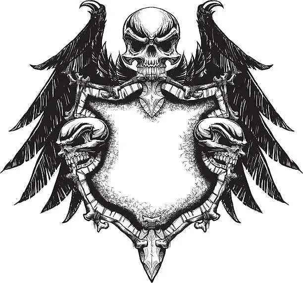 Vector illustration of Bone Shield and Wings