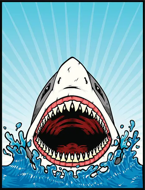 Vector illustration of great white attack
