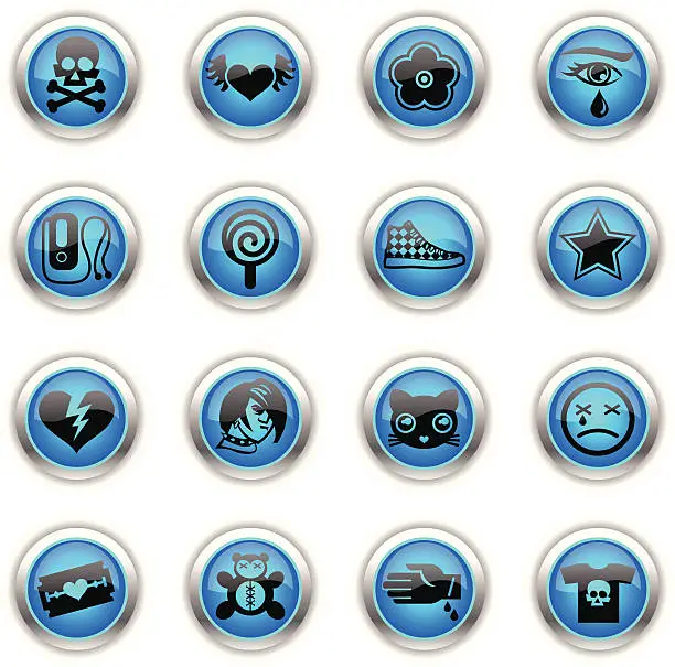Vector illustration of Blue Icons -  Emo
