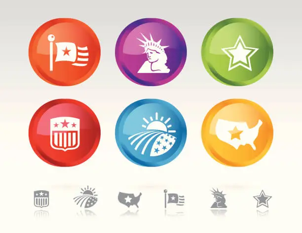 Vector illustration of Buttons Depicting National Pride