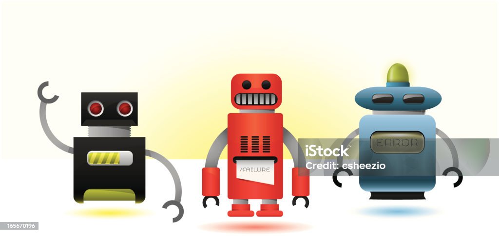 Robots Set of three cool vector robots. Color Image stock vector