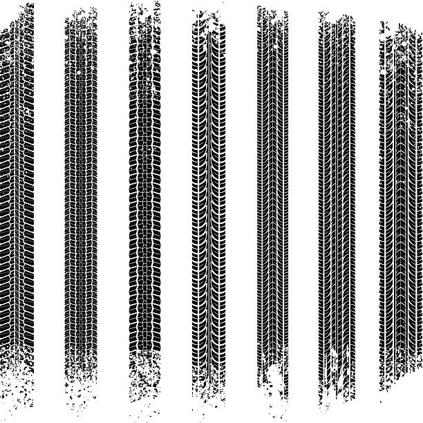 타이어 트랙 - tire track 이미지 stock illustrations