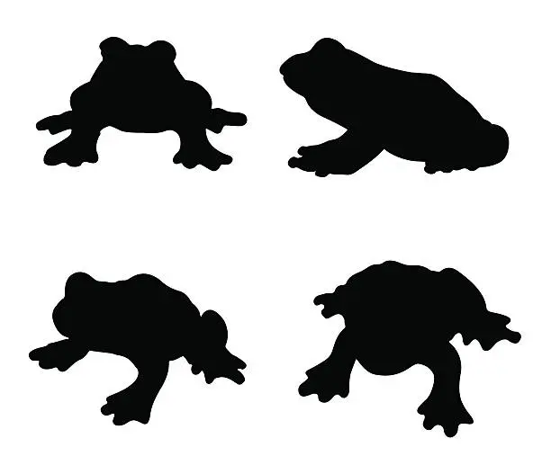 Vector illustration of Frog silhouette set
