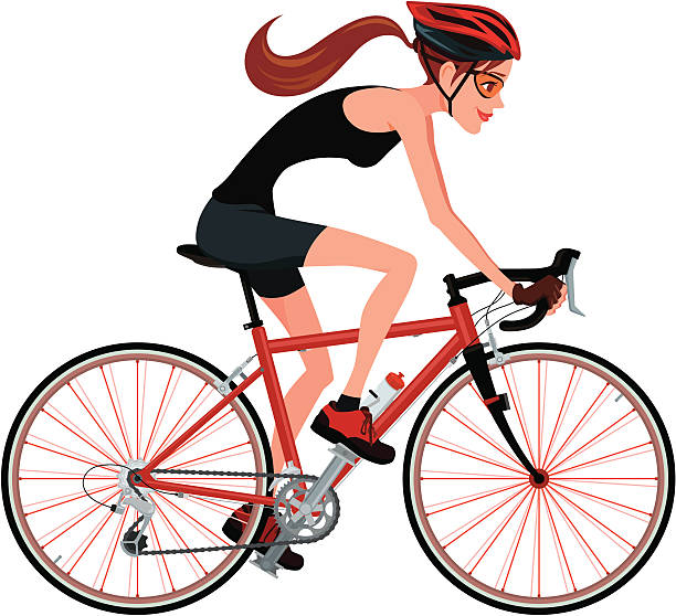 ilustraciones, imágenes clip art, dibujos animados e iconos de stock de montar bicicleta - mujeres en bici