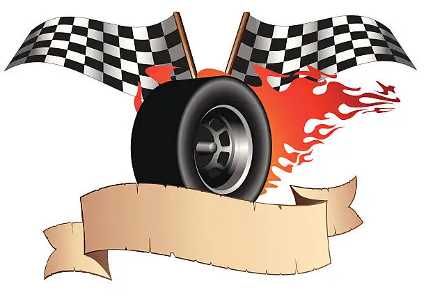 Vector illustration of Hot Wheel Race and Banner