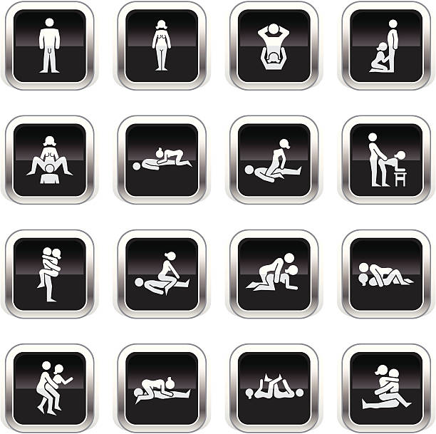 illustrations, cliparts, dessins animés et icônes de supergloss noir icônes érotiques postes - sex sexual activity positioning symbol