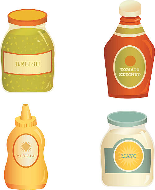 Vector Condiment Set Editable vector file. ai8 eps and 300 dpi jpg files included. relish stock illustrations