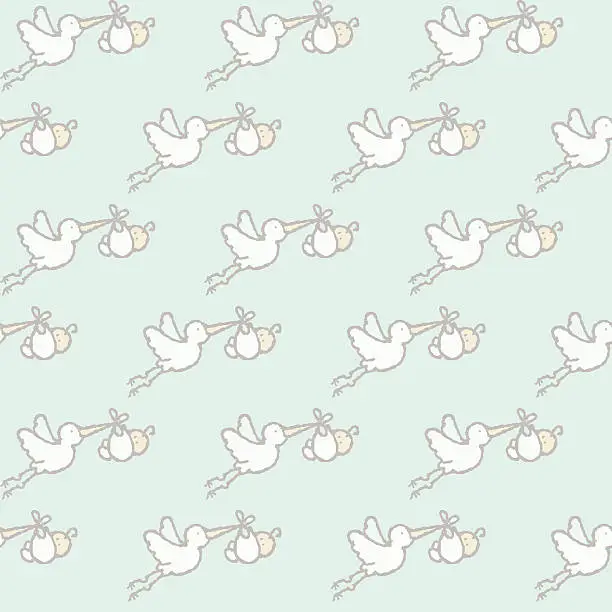Vector illustration of squiggles:  seamless stork pattern