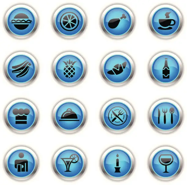 Vector illustration of Blue Icons -  Restaurant