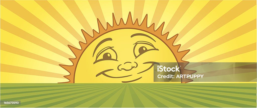 Duży szczęśliwy Słońce - Grafika wektorowa royalty-free (Dowcip rysunkowy)