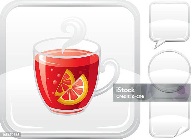Mulled Wine Icon On Silver Button Stock Illustration - Download Image Now - Alcohol - Drink, Bubble, Cartoon