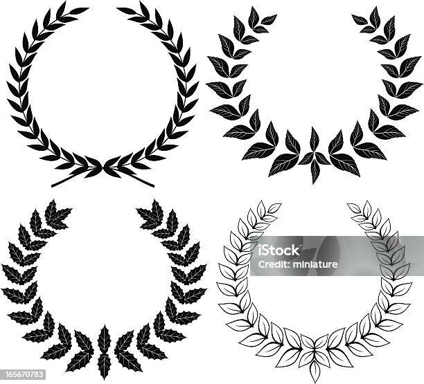 Preto Wreaths - Arte vetorial de stock e mais imagens de Agricultura - Agricultura, Artigo de Decoração, Bolota