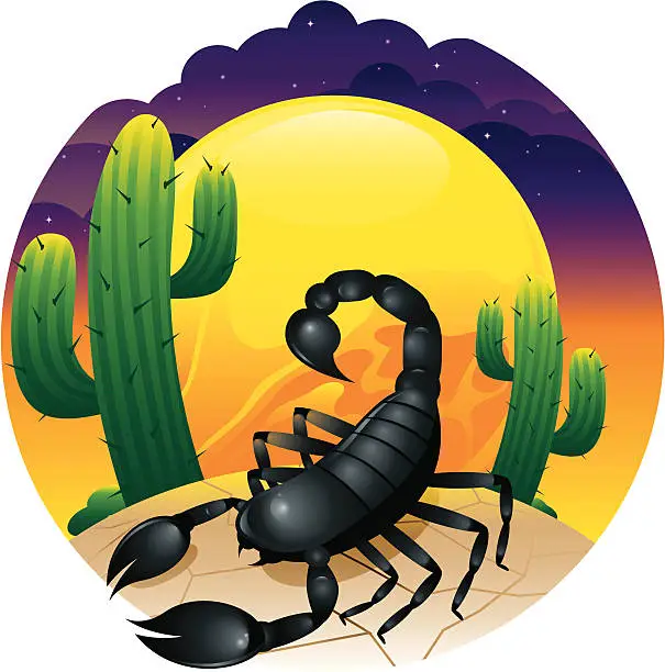 Vector illustration of Desert Scorpion Scene