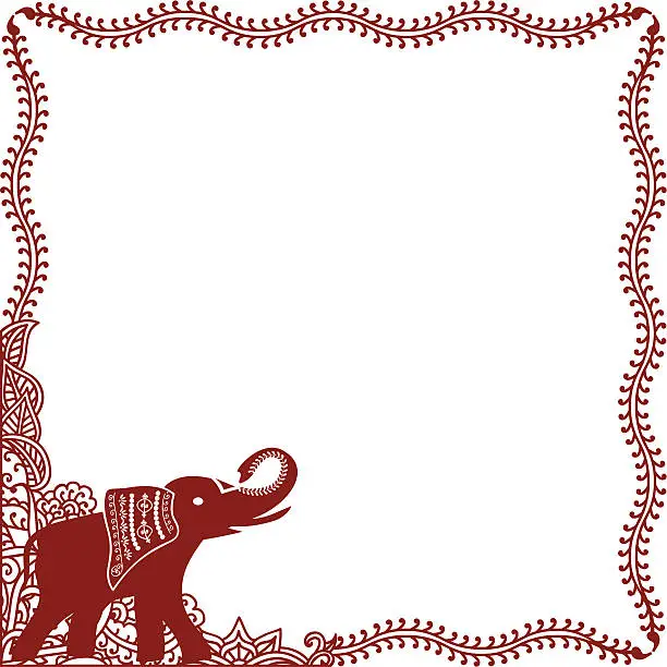 Vector illustration of Mehndi Elephant Border