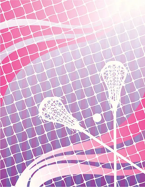 Vector illustration of Lacrosse Stick and Net Background - Girls