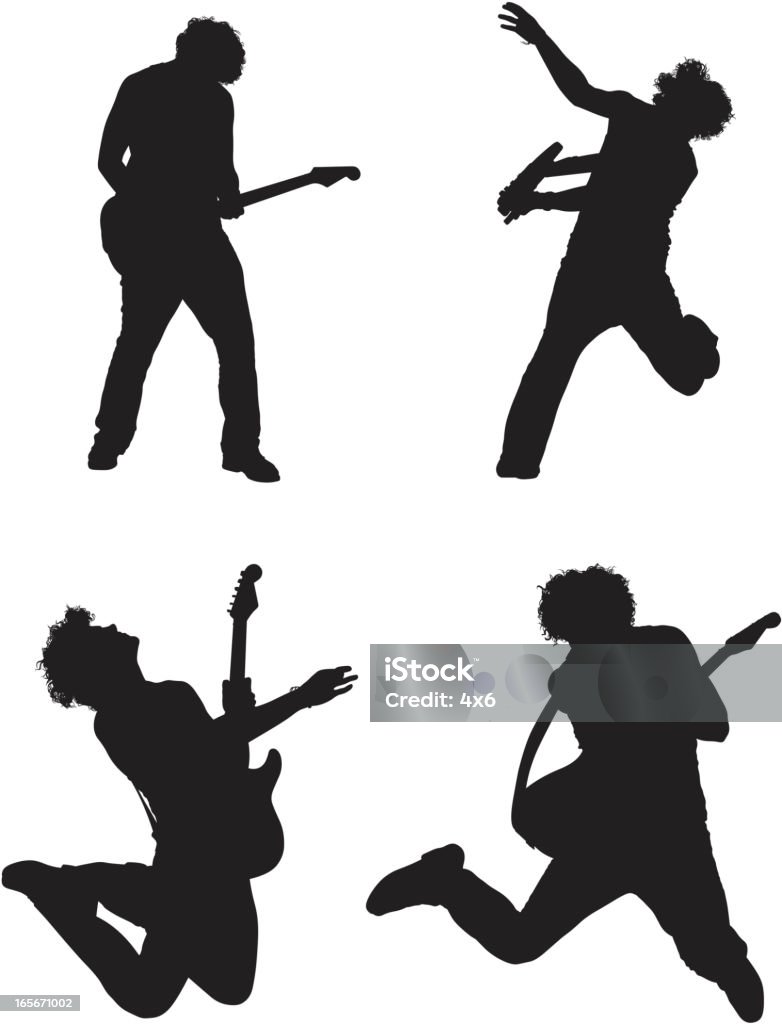 Silhouette of man playing guitar Rock Music stock vector