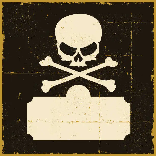 Vector illustration of Grunge Skull and Crossbones with Sign