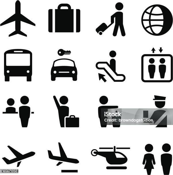 Airport Icons Black Series Stock Illustration - Download Image Now - Icon Symbol, Leaving, Airport