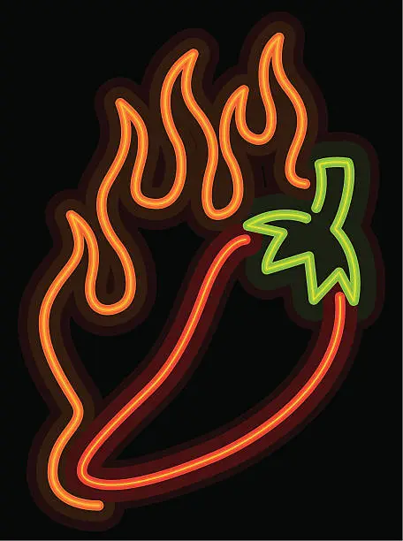 Vector illustration of neon pepper