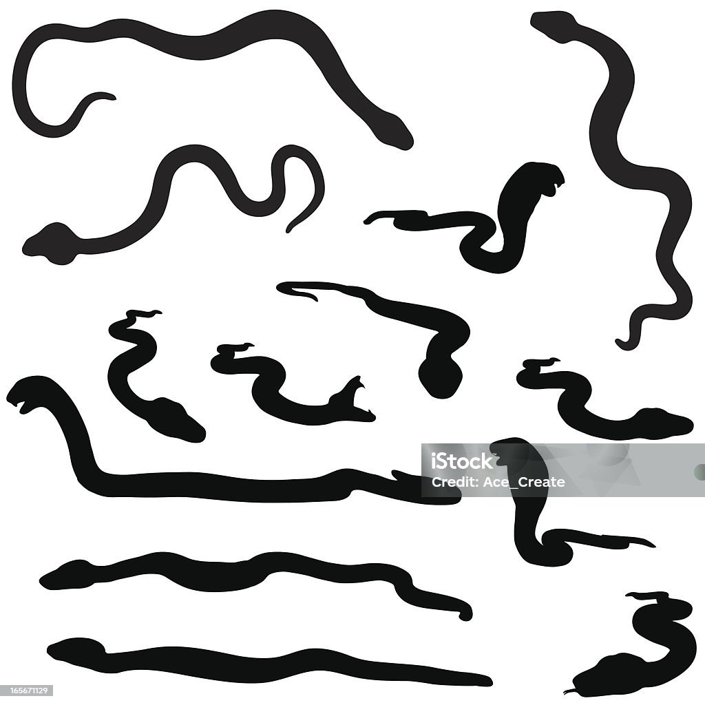 Snake silhouette collection A collection of snake silhouettes including a cobra, python and coral snake. Snake stock vector