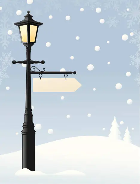 Vector illustration of Lamp in the Snow