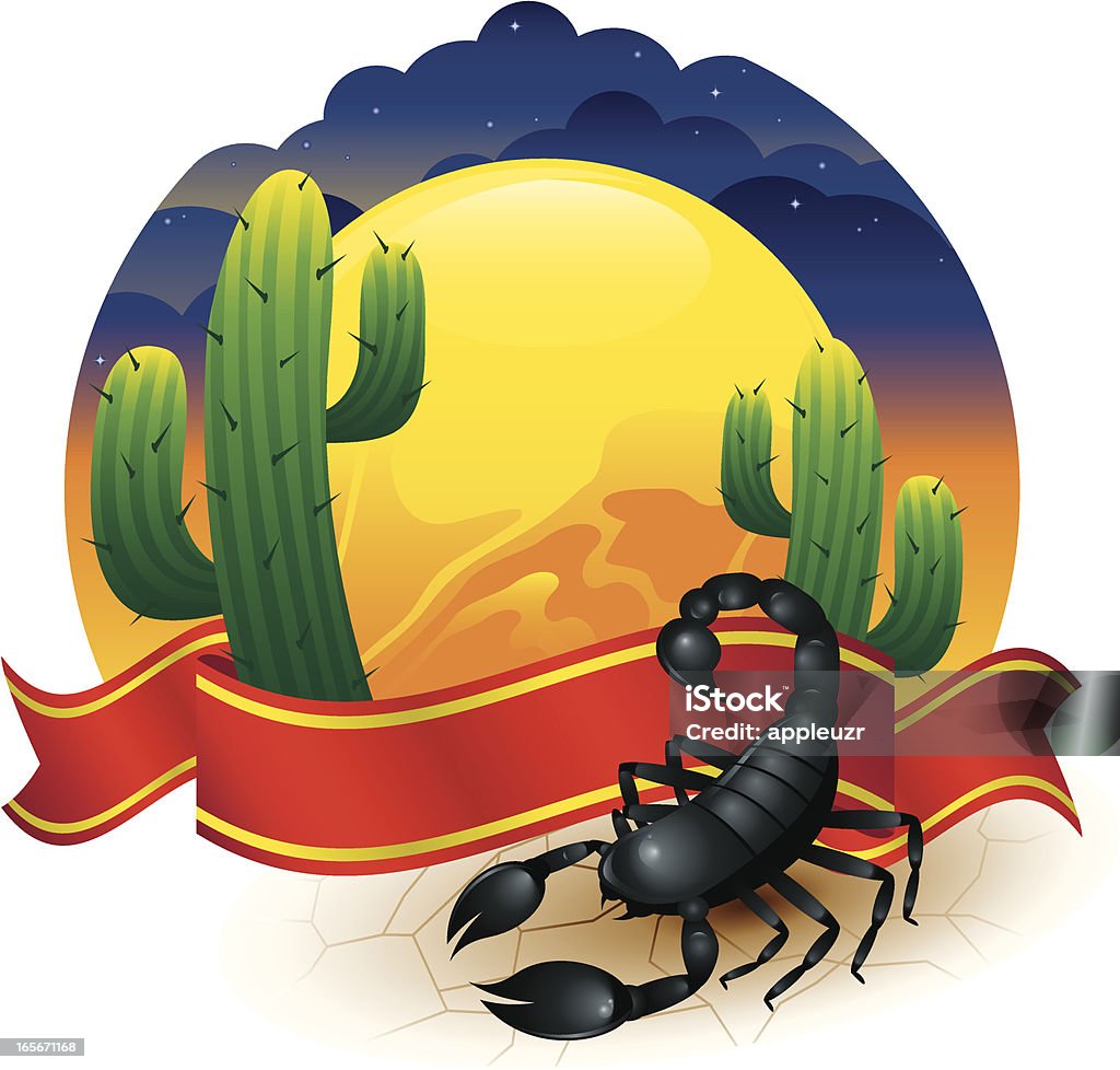 Deserto cena com Escorpião - Vetor de Cacto Gigante Americano royalty-free