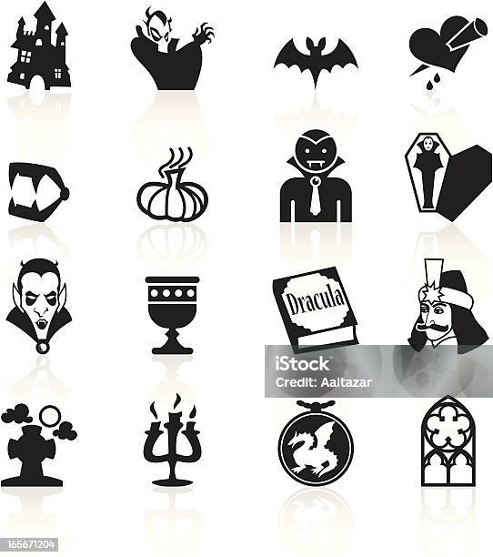 Черные Символывампир — стоковая векторная графика и другие изображения на тему Вампир - Вампир, Деревянный столб, Блестящий