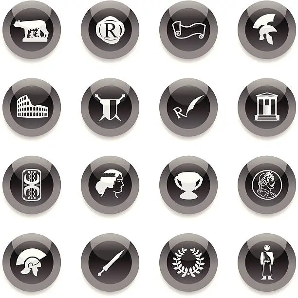 Vector illustration of Black Round Icons -  Roman Empire