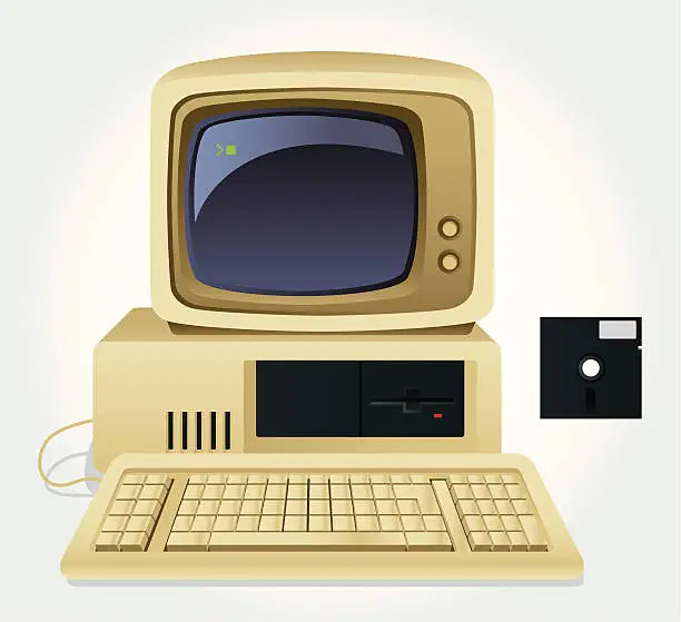 Vector illustration of Old Computer