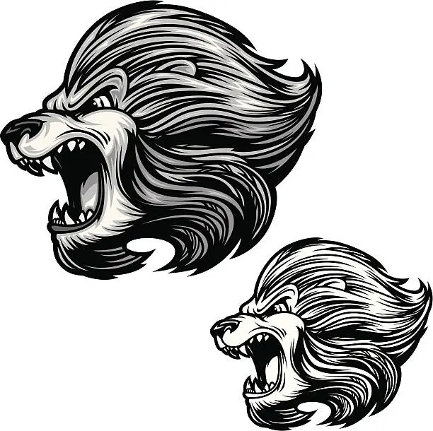 Vector illustration of Lions Roar B&W