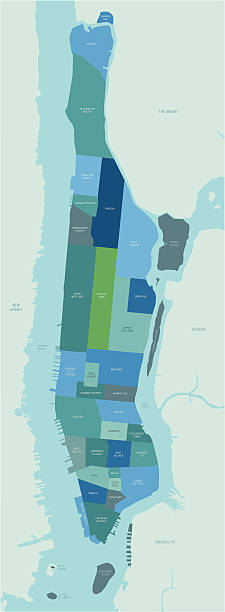 ilustraciones, imágenes clip art, dibujos animados e iconos de stock de mapa de la zona de manhattan - east river illustrations