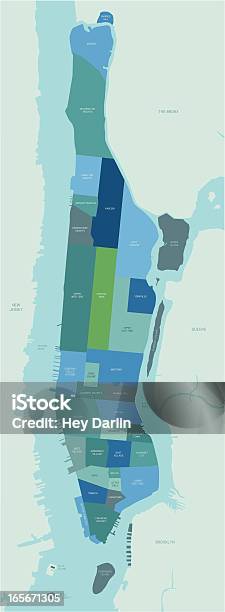 매해튼 이웃 맵 지도에 대한 스톡 벡터 아트 및 기타 이미지 - 지도, 뉴욕 시, 주거 지구
