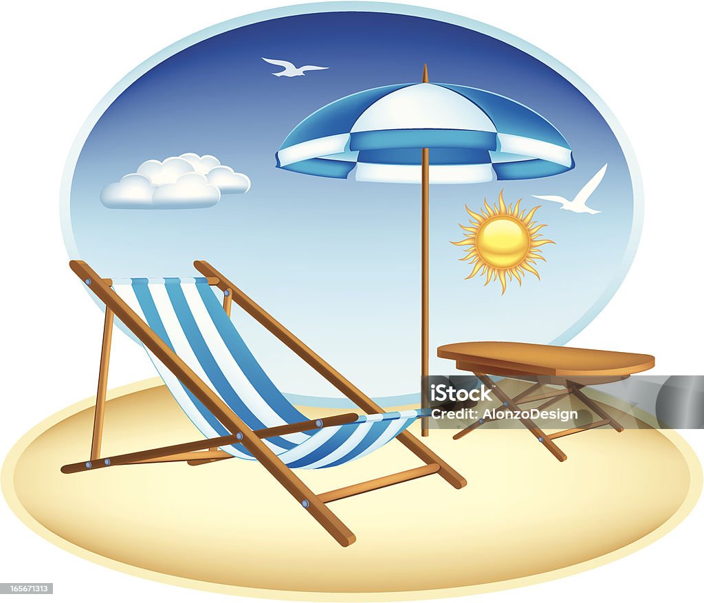 Silla de playa - arte vectorial de Silla de playa con toldo libre de derechos