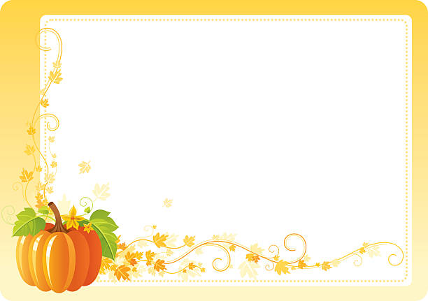 illustrations, cliparts, dessins animés et icônes de automne thanksgiving citrouille et cadre dotée d'vine - single flower flower autumn pumpkin