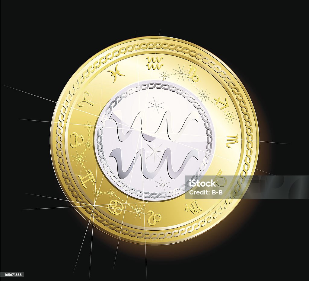 Münze zodiac- Aquarius - Lizenzfrei Sternzeichen Vektorgrafik