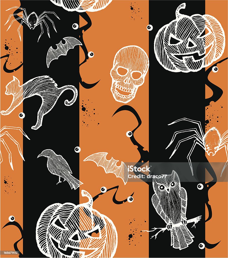 Seamless Halloween Background Abstract spooky tile, each elements  are properly layered and grouped. Vectorized from my hand drawn sketch. Visit Portfolio for More Halloween Series Lightbox Halloween stock vector