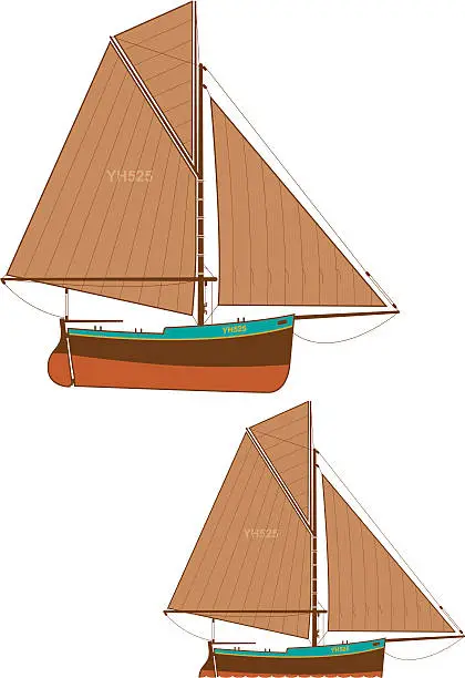Vector illustration of Fishing boat color version