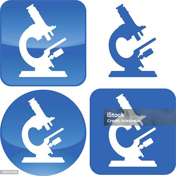 Microscopio - Immagini vettoriali stock e altre immagini di Attrezzatura per la ricerca - Attrezzatura per la ricerca, Bianco e nero, Blu