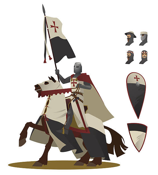The Knight Templar on a horse illustration vector art illustration