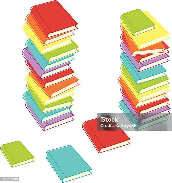 Ilustración de Desordenado Un Montón De Libros y más Vectores Libres de Derechos de Colorido - Colorido, Libro, Montón