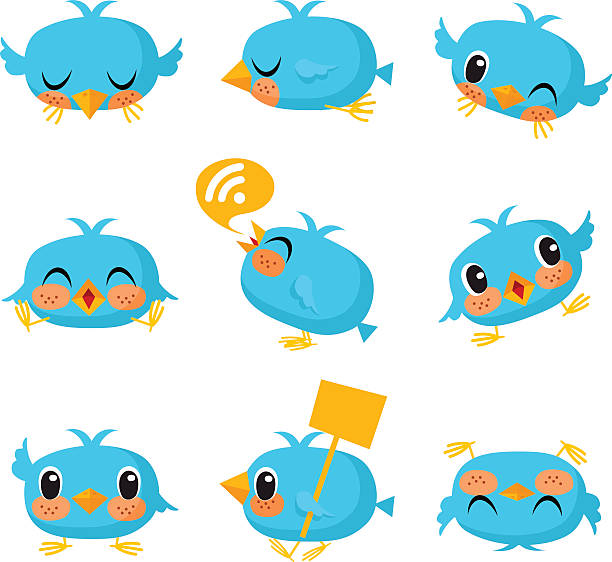 ilustrações, clipart, desenhos animados e ícones de pássaro, twitter, azul, alimentos, mídia social, texto, siga, cartoon - microblog