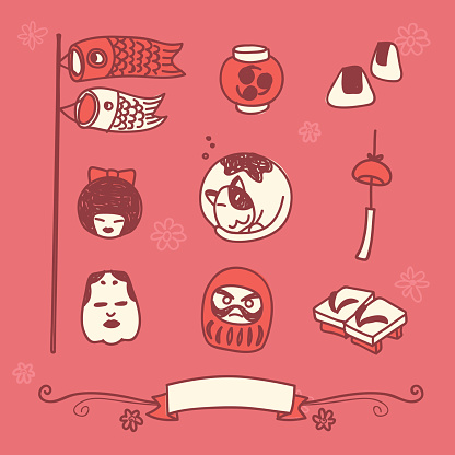 traditional japanese icons. The fill and the outline are on separate layers and can easily be used separately.