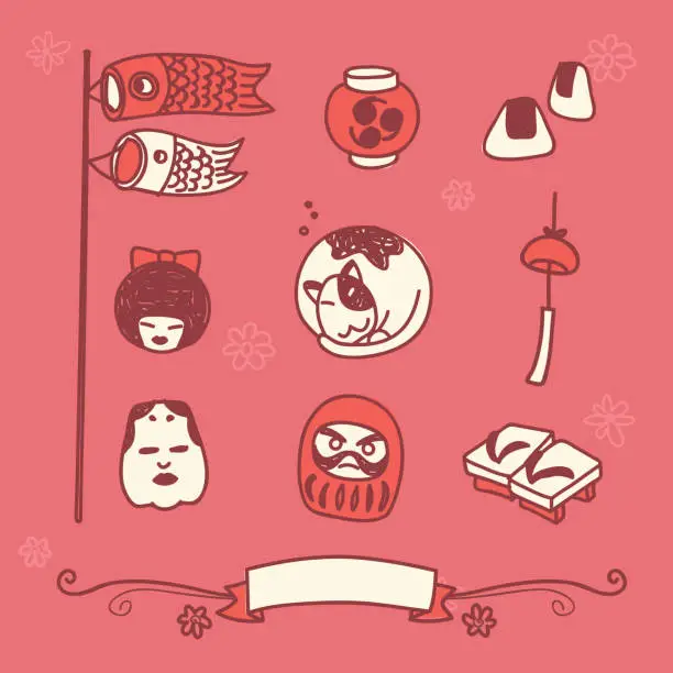 Vector illustration of Traditional Japanese Icons