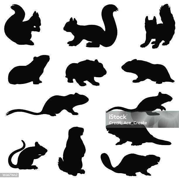 Rodent Silhouette Collection Stock Illustration - Download Image Now - Squirrel, Vector, Beaver