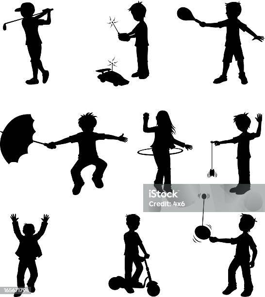 Little Children Doing Different Sports Activities Stock Illustration - Download Image Now - Golf, Child, Vector