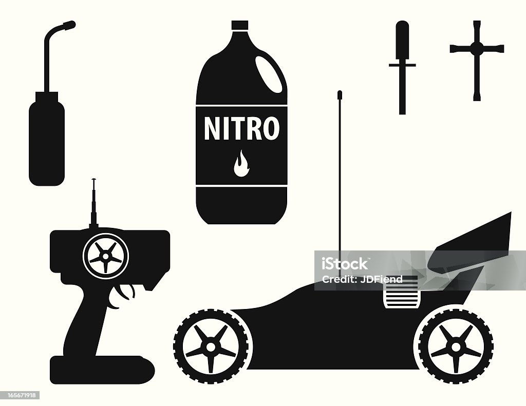 RC Nitro calèche avec des accessoires - clipart vectoriel de Voiture libre de droits