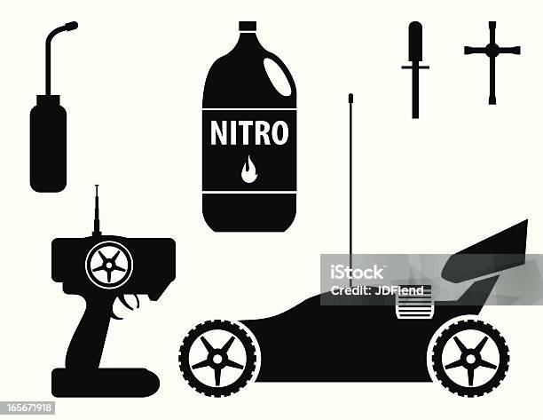 Rc Nitro Buggy Com Acessórios - Arte vetorial de stock e mais imagens de Carro - Carro, Nitrogénio, Silhueta